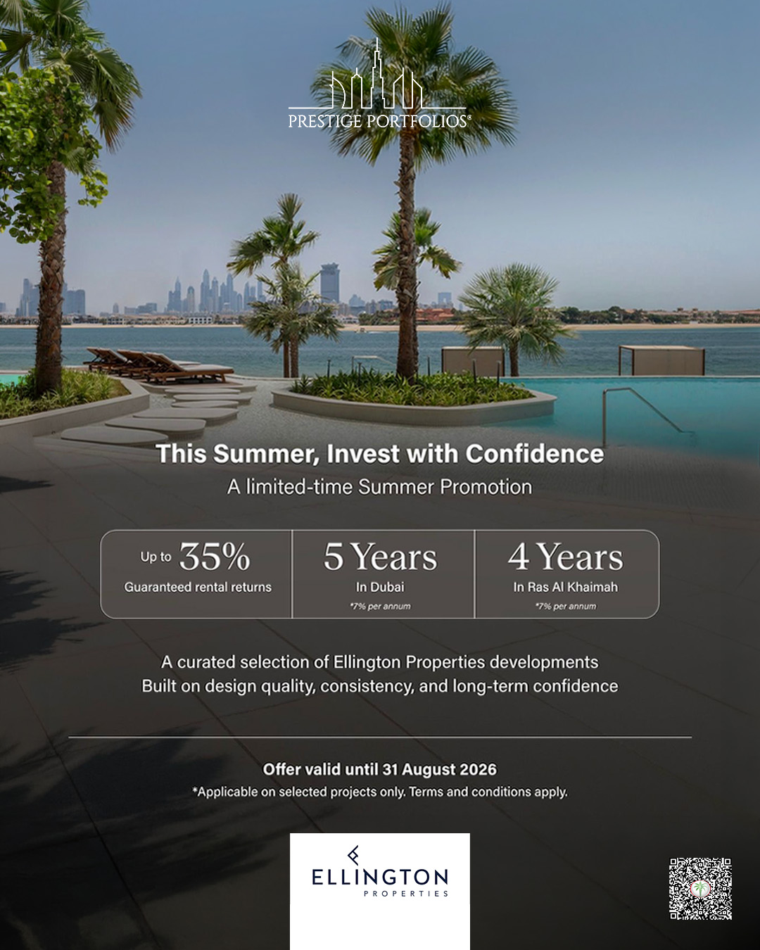 Prestige Portfolios Facebook ad: Guaranteed returns. Selected projects.