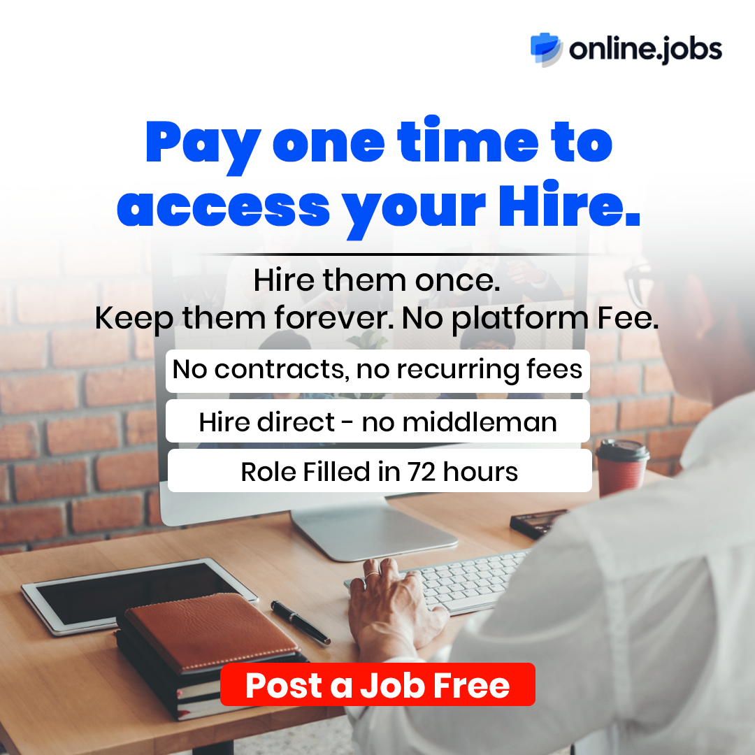 Online Jobs Media LLC Facebook ad: Hire once. Keep them forever. No fees.