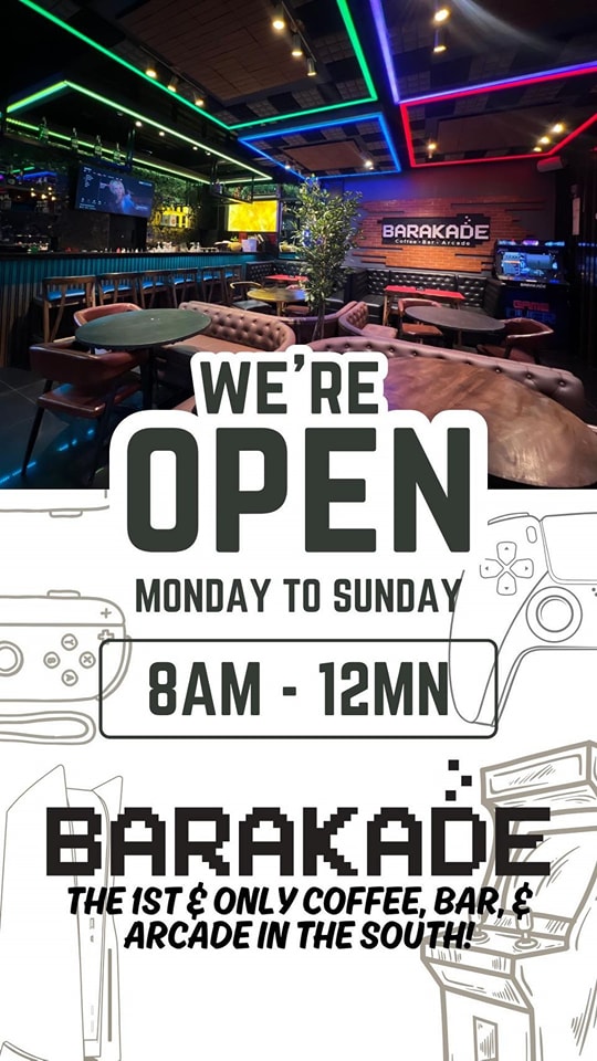Barakade Facebook ad: The best resto/coffee/bar/arcade in Batangas city just got…