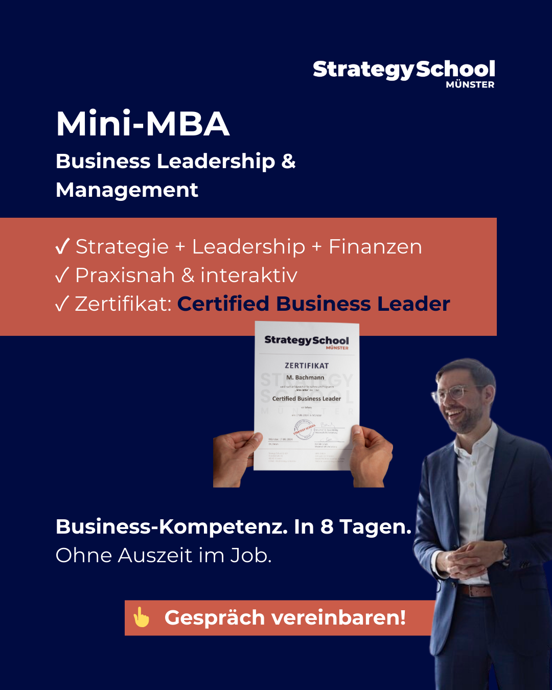Strategy School Münster Facebook ad: Platz sichern und durchstarten