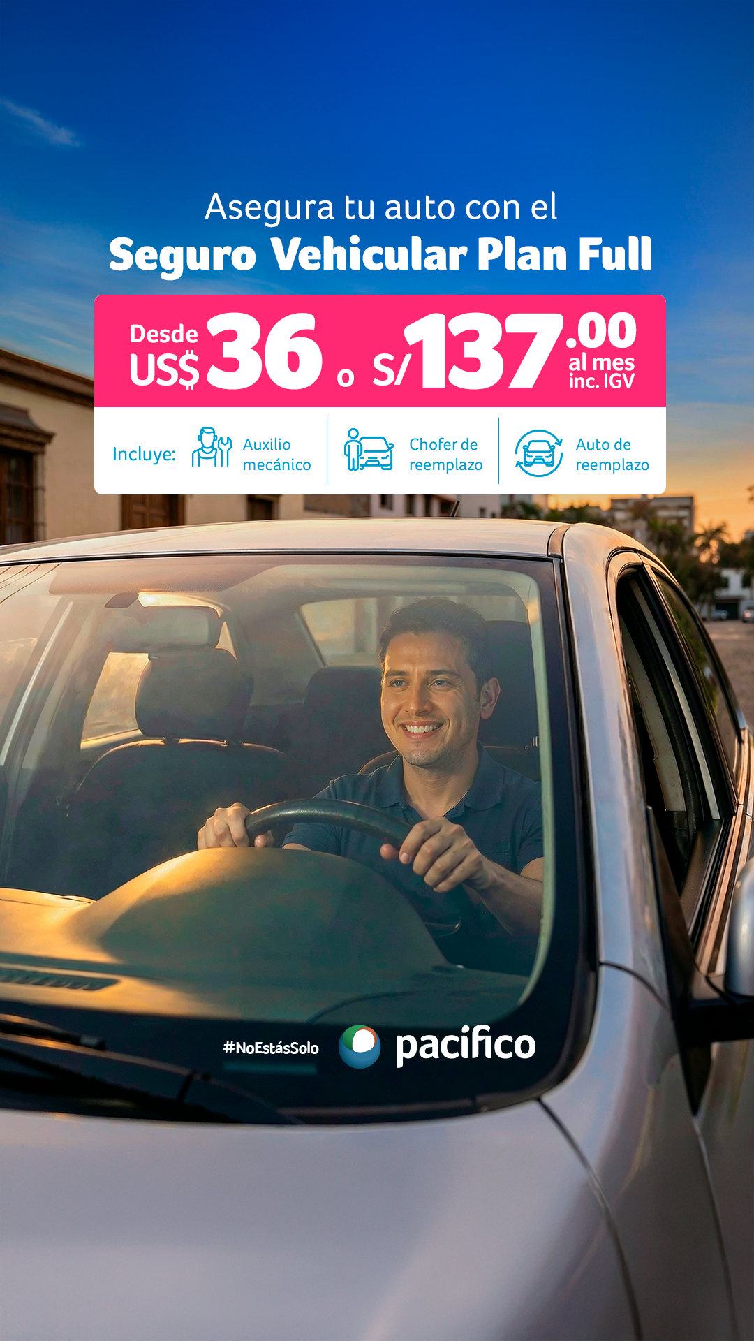 Pacífico Seguros Facebook ad: Amplia red para tu auto
