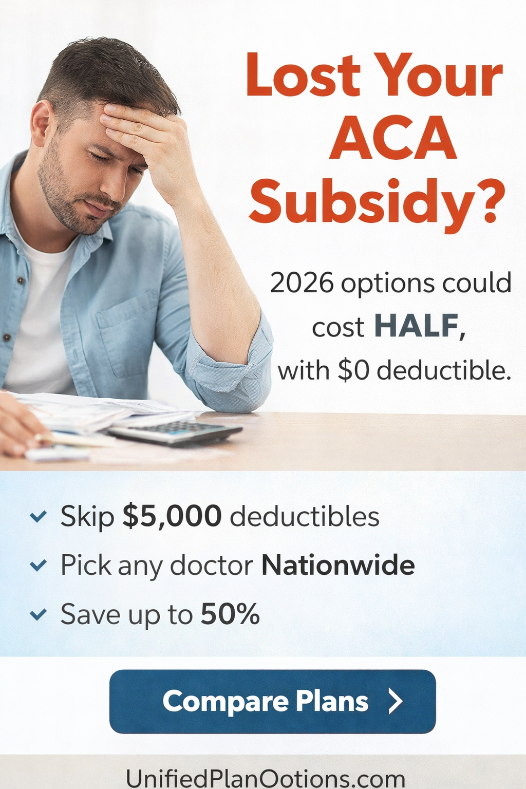 Unified Plan Options Facebook ad: Lower-Cost Coverage Without High Out-of-Pocket Risk