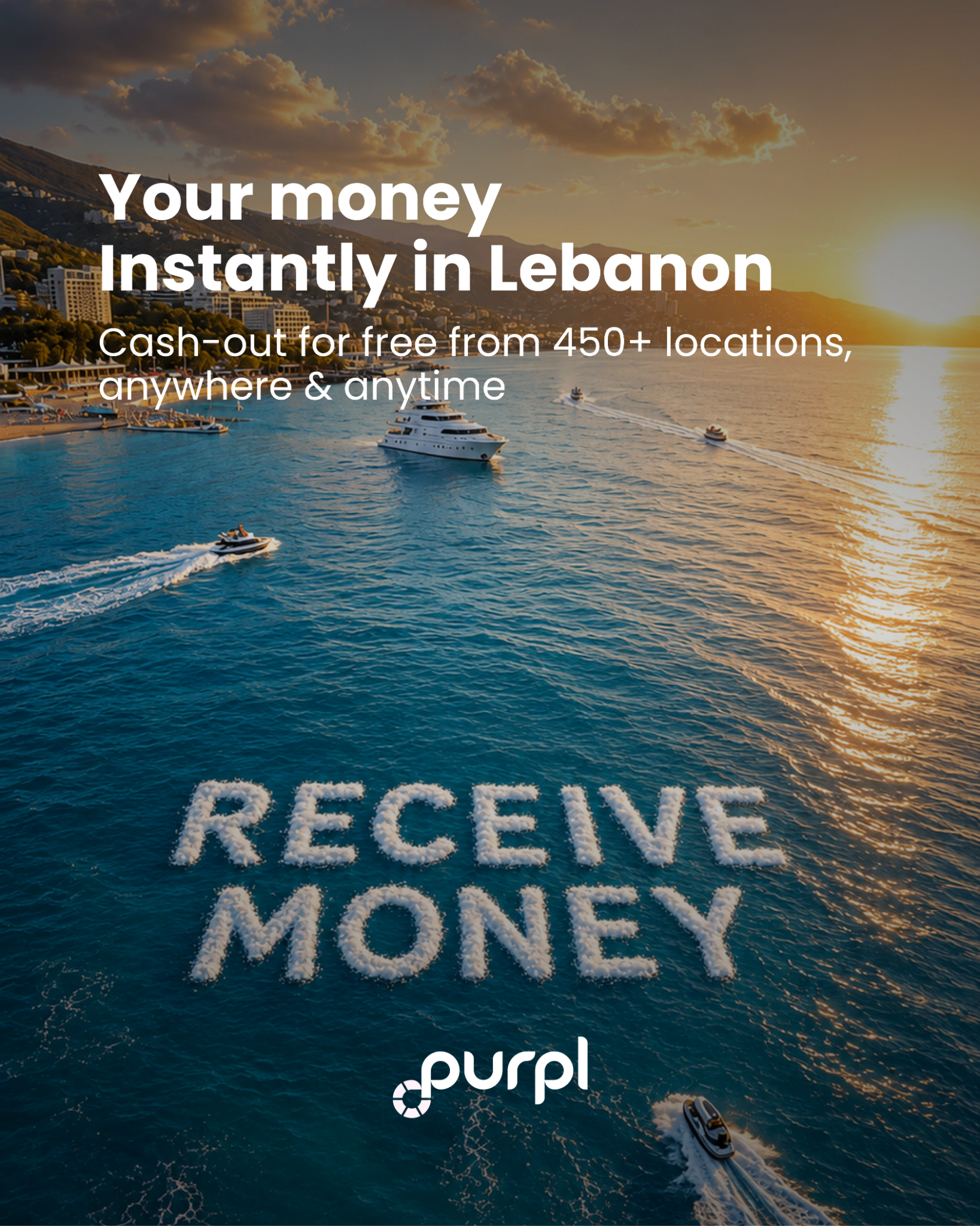 Purpl Facebook ad: Receive money now