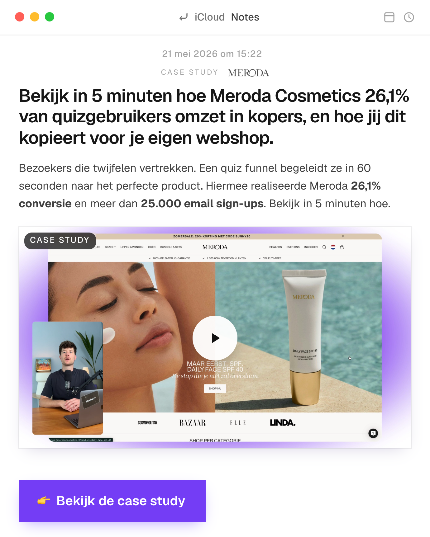 Bluebarry Facebook ad: Bekijk de Meroda Cosmetics Case-study