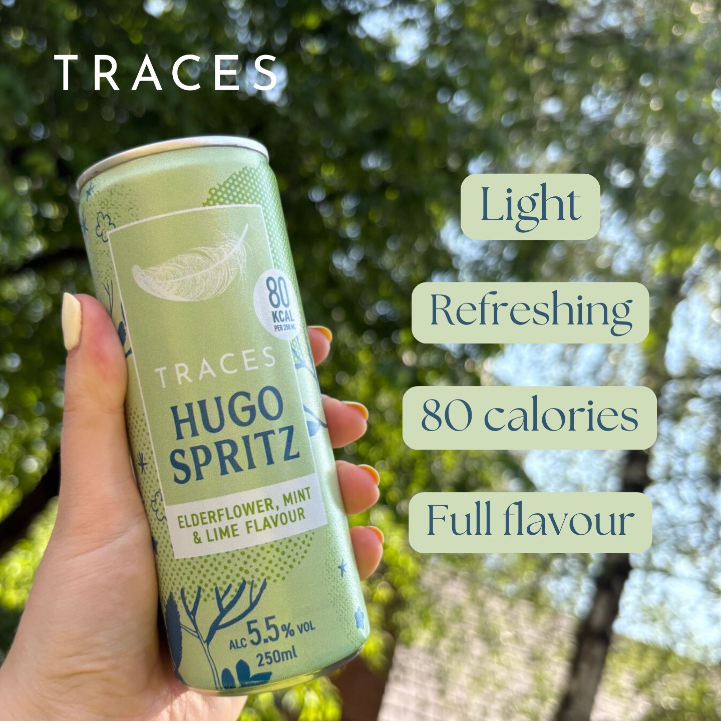 Traces Wine Facebook ad: Hugo Spritz, Anytime, Anywhere!