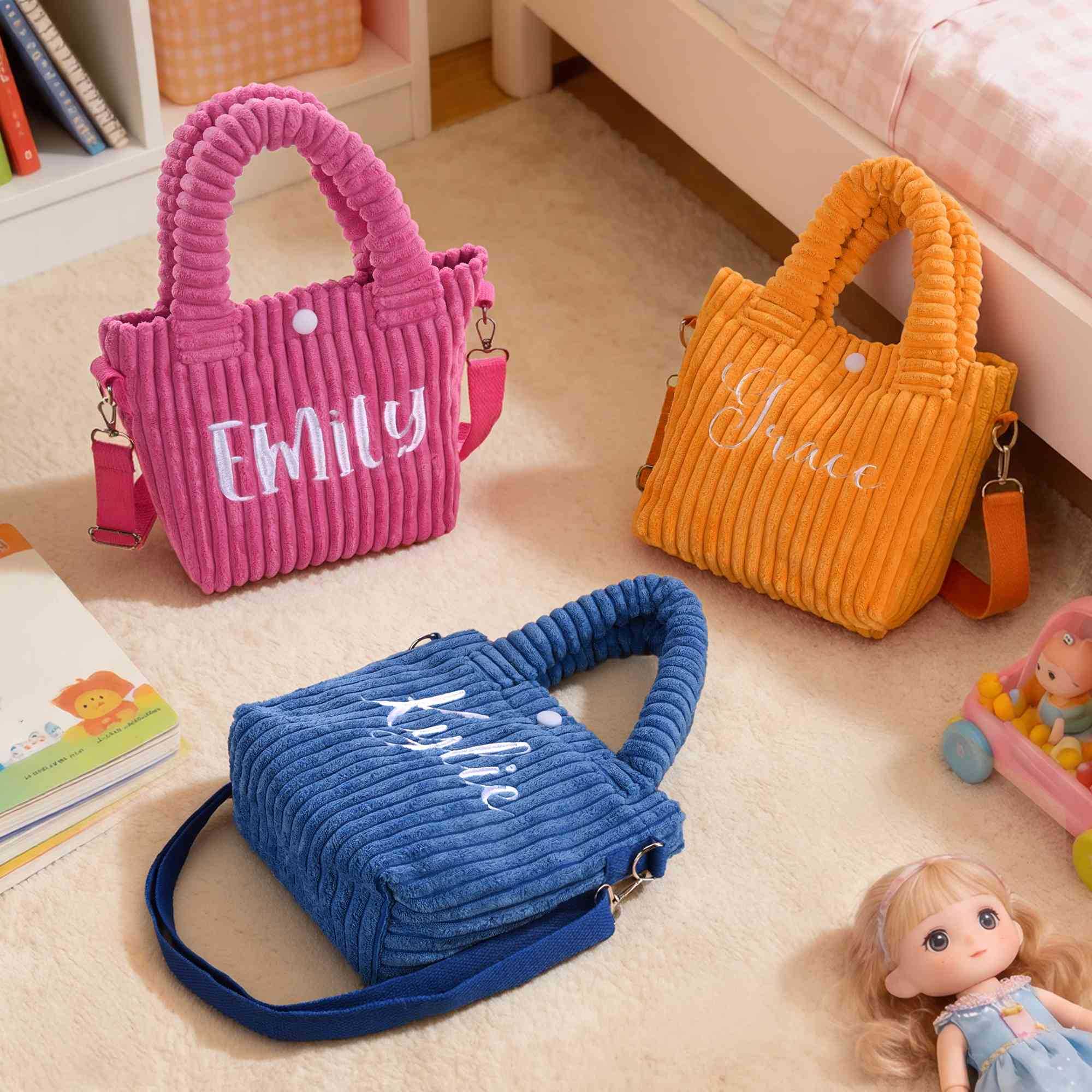 Insgifts Facebook ad: Personalized Embroidered Name Kid Corduroy Bag, Cute…