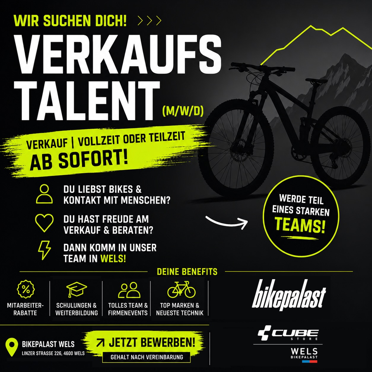 bikepalast.com Facebook ad: Standort Wels