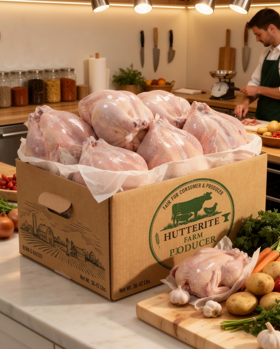 Hutterite Farm Exchange Facebook ad: Farm-Fresh Chicken Delivery in Calgary, Edmonton, Red Deer…