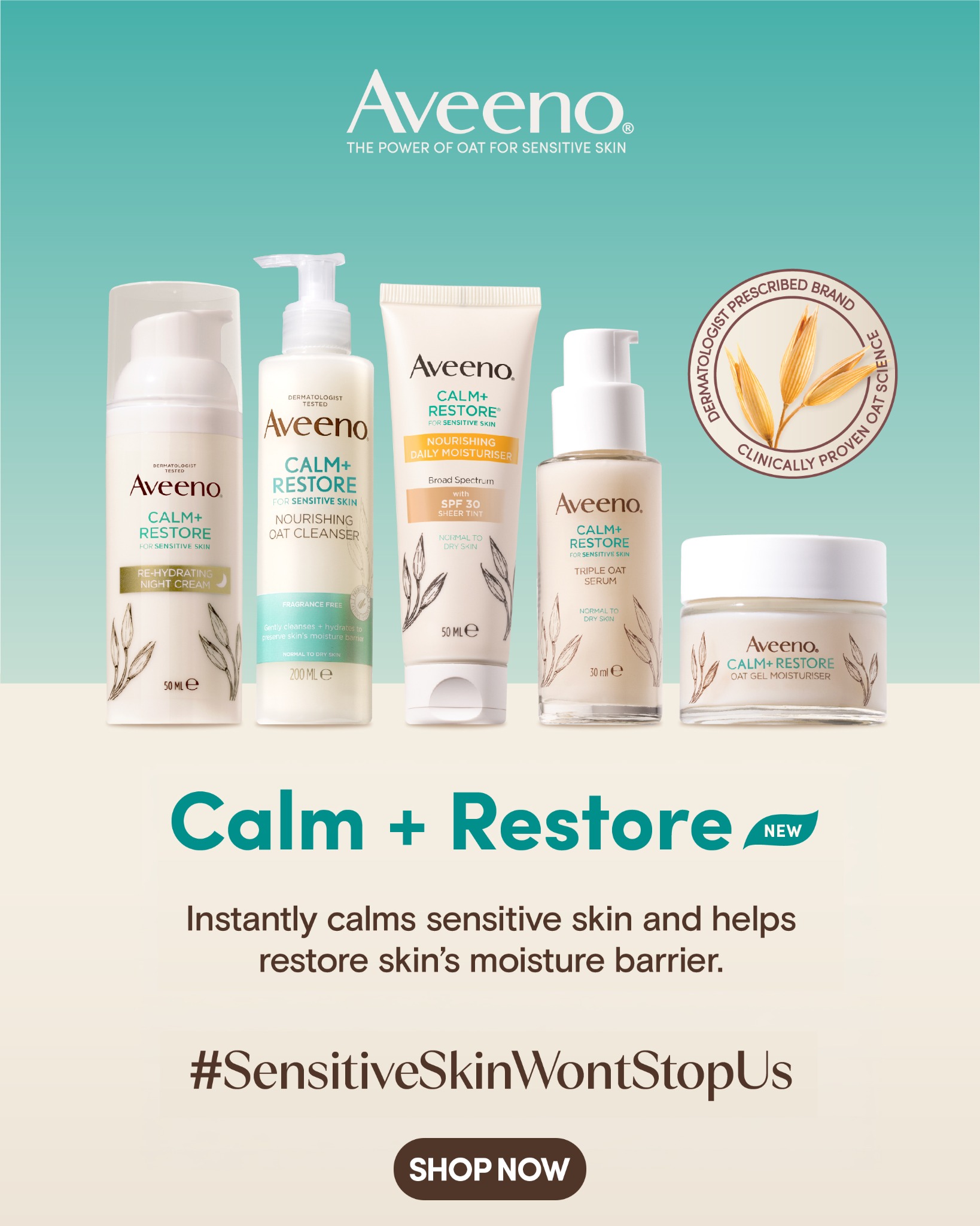 Aveeno Facebook ad: Sensitive facial skin?