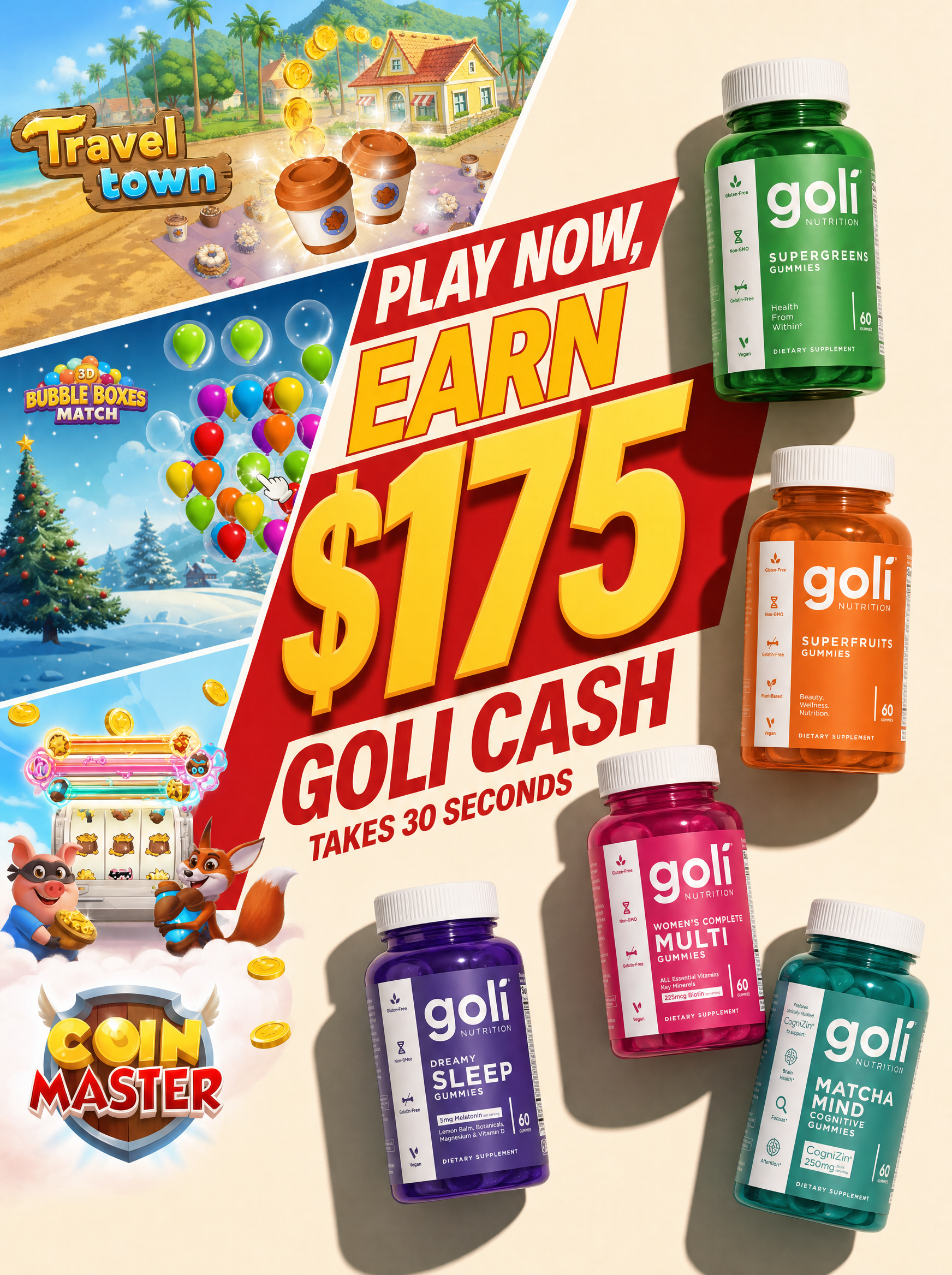 Fit by 10PM Curfew Facebook ad: Get $175 In Goli Supplements For Free