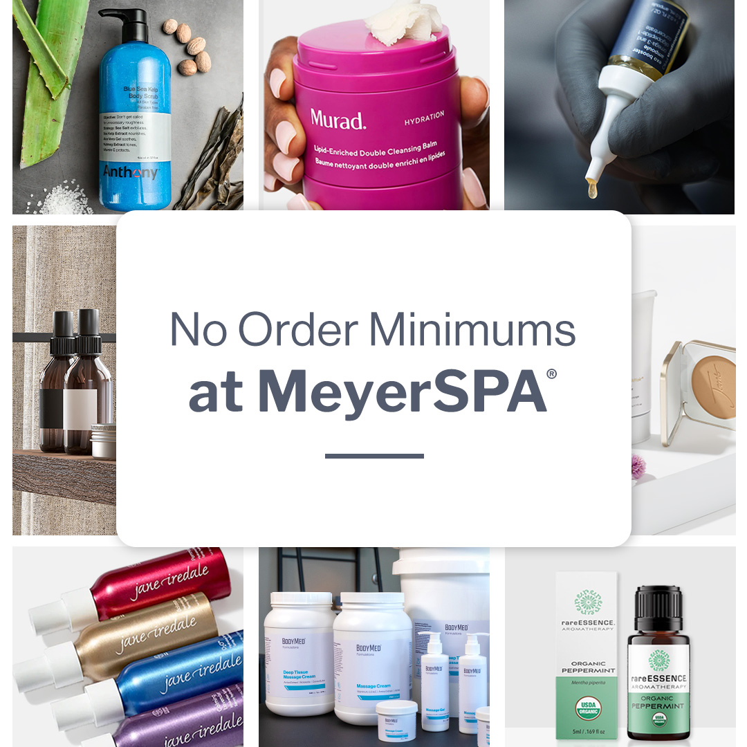 MeyerSpa Facebook ad: MeyerSPA offers No Order Minimums on professional favorites…