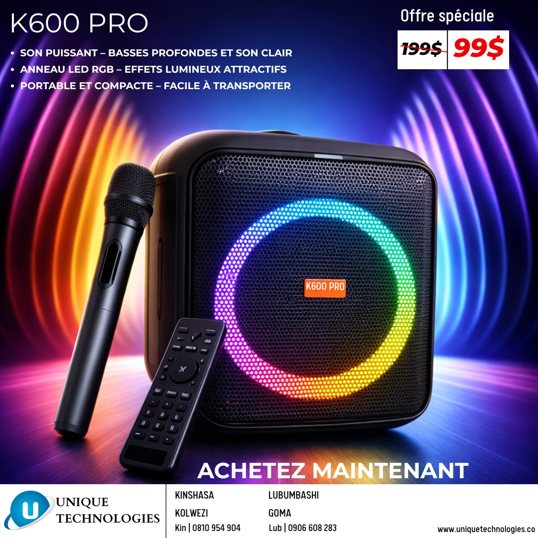 Unique Technologies Lubumbashi Facebook ad: Transformez n'importe quel endroit en fête!