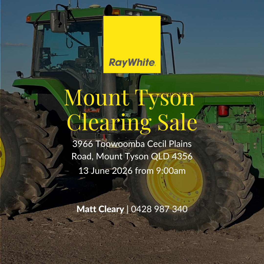 Matt Cleary - Ray White Rural Toowoomba Facebook ad: Mount Tyson Clearing Sale | 3966 Toowoomba Cecil Plains Road