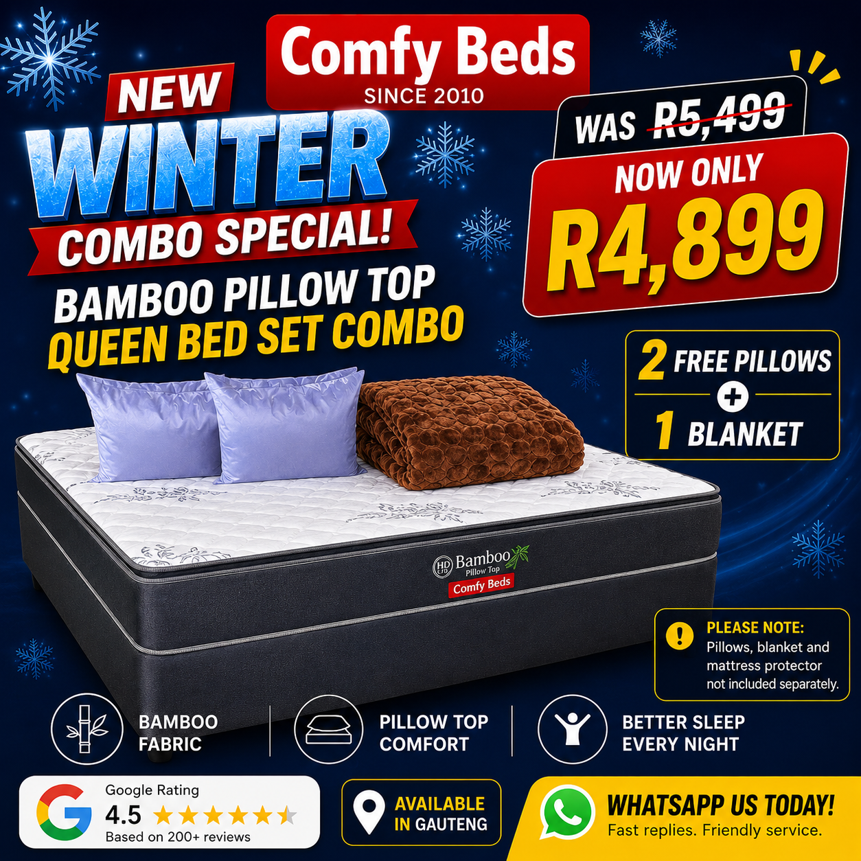 Comfy Beds Facebook ad: Factory-Low Prices This Winter
