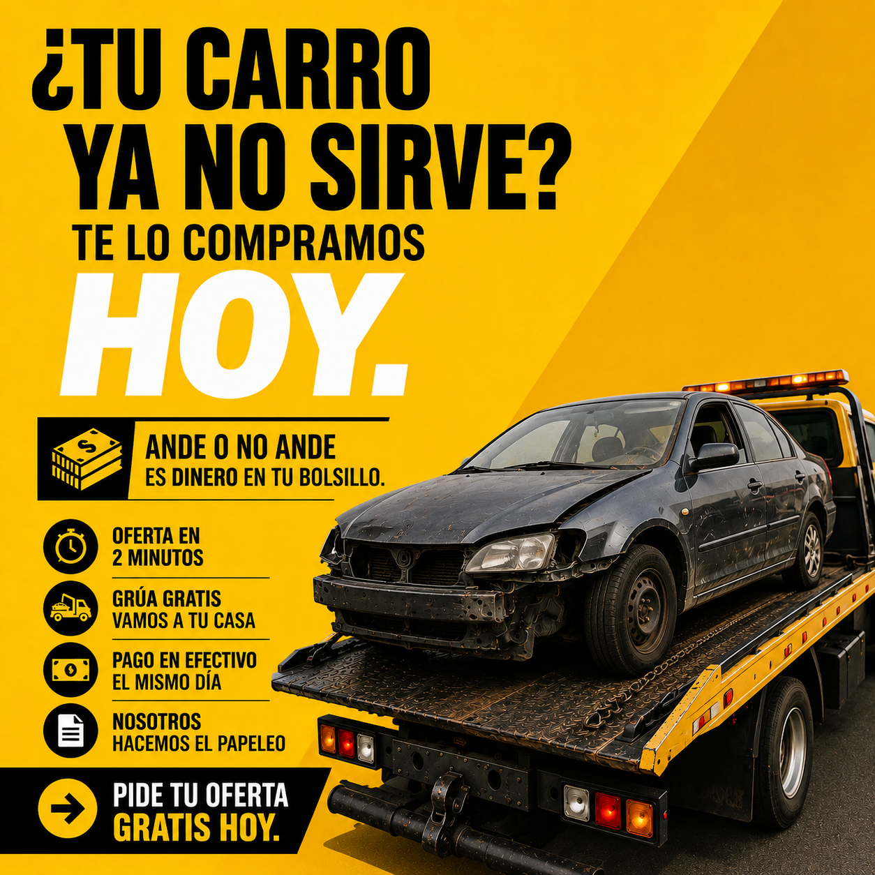 AutoVanish Facebook ad: Ande o No Ande, Es Dinero.