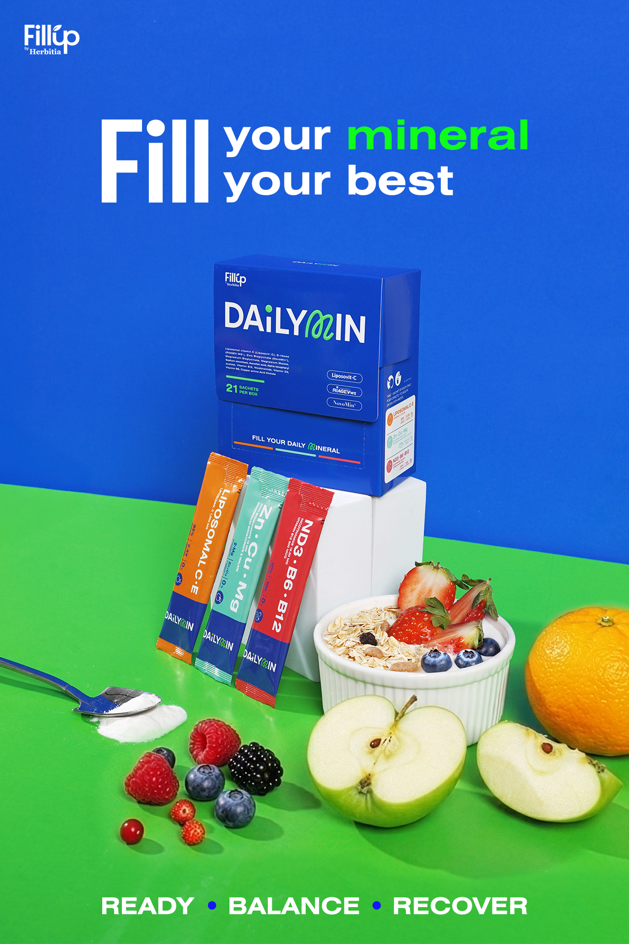 Fillup by Herbitia Facebook ad: Fill your daily mineral.
