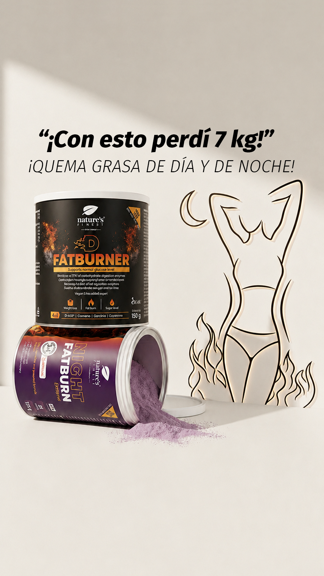 Nature’s Finest Europe Facebook ad: Experimente apoyo 24/7 para perder peso