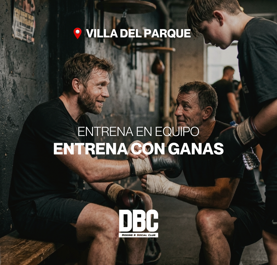 DBC Boxing & Social Club Facebook ad: El poder del grupo para mantenerte siempre motivado.