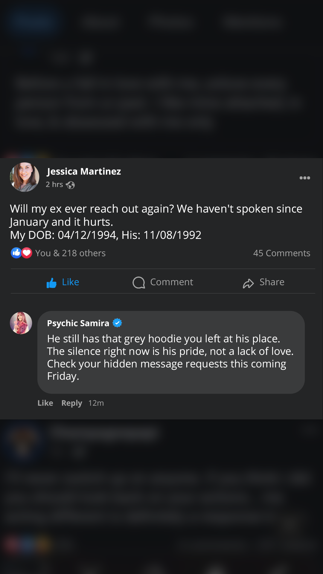 Psychic Samira Facebook ad
