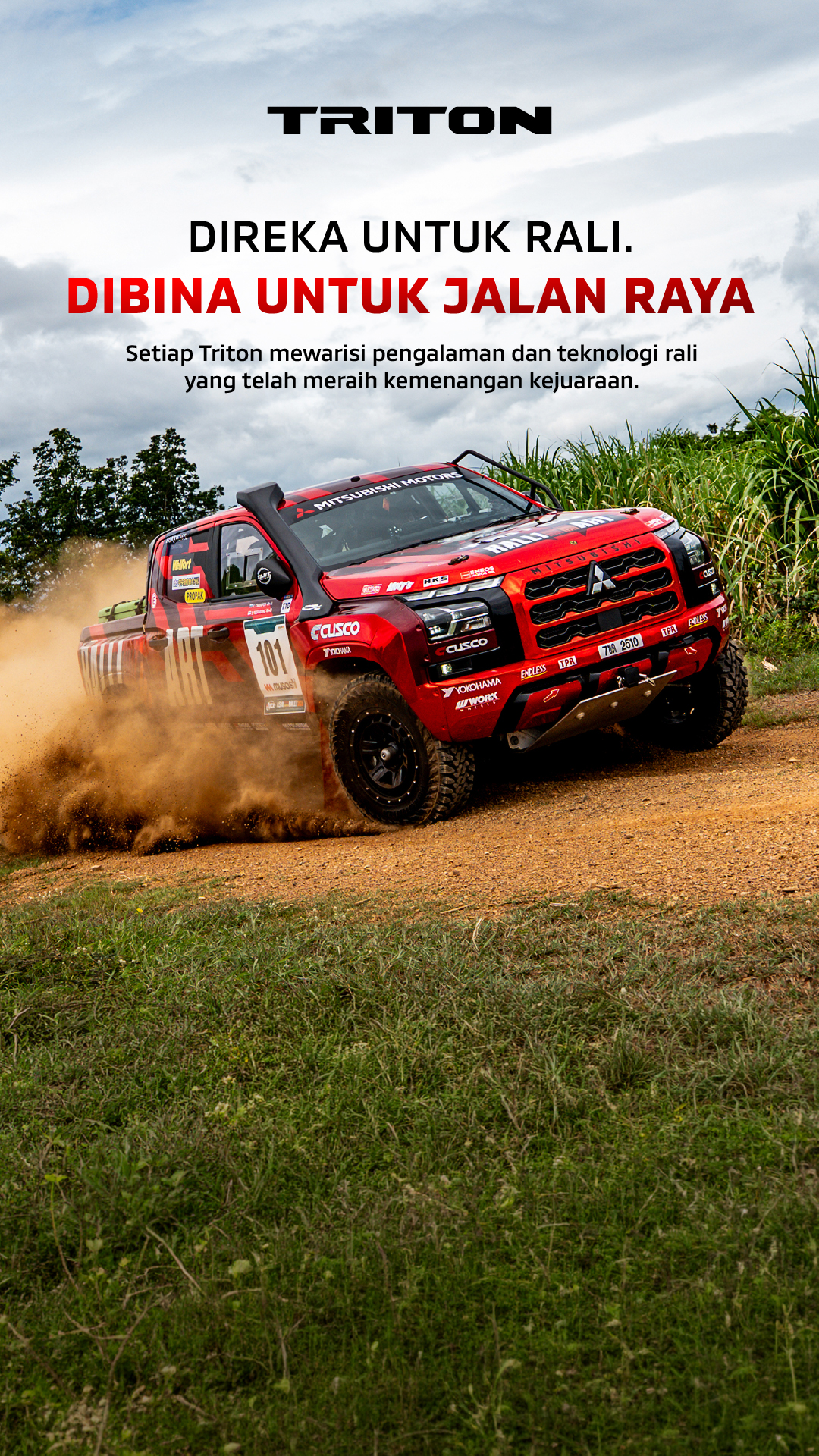 Mitsubishi Motors Malaysia Facebook ad: Teknologi Rali. Sedia Di Jalan.