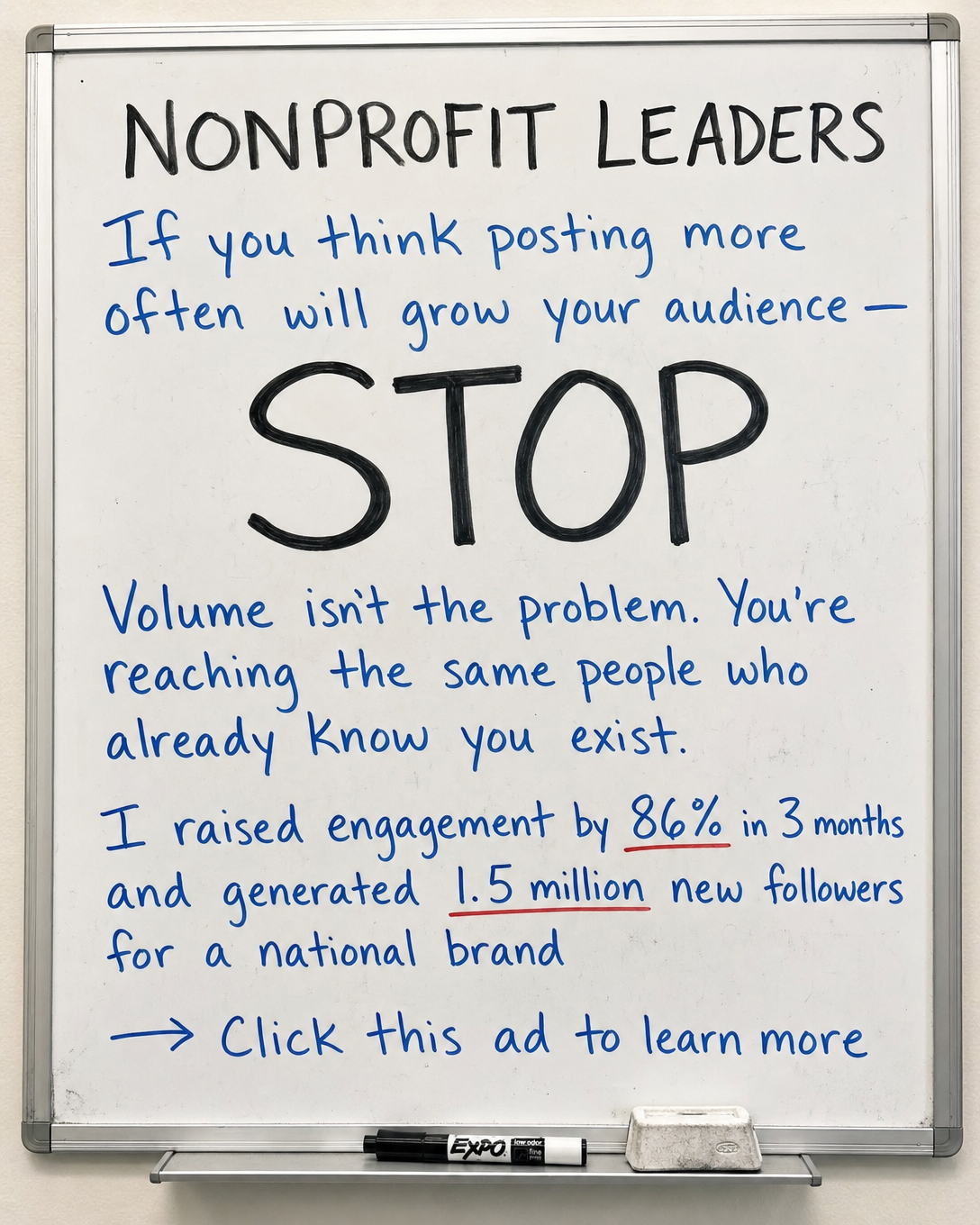 Wise Digital Strategies Facebook ad: Grow Your Cause's Audience by 50-86% in 3 Months
