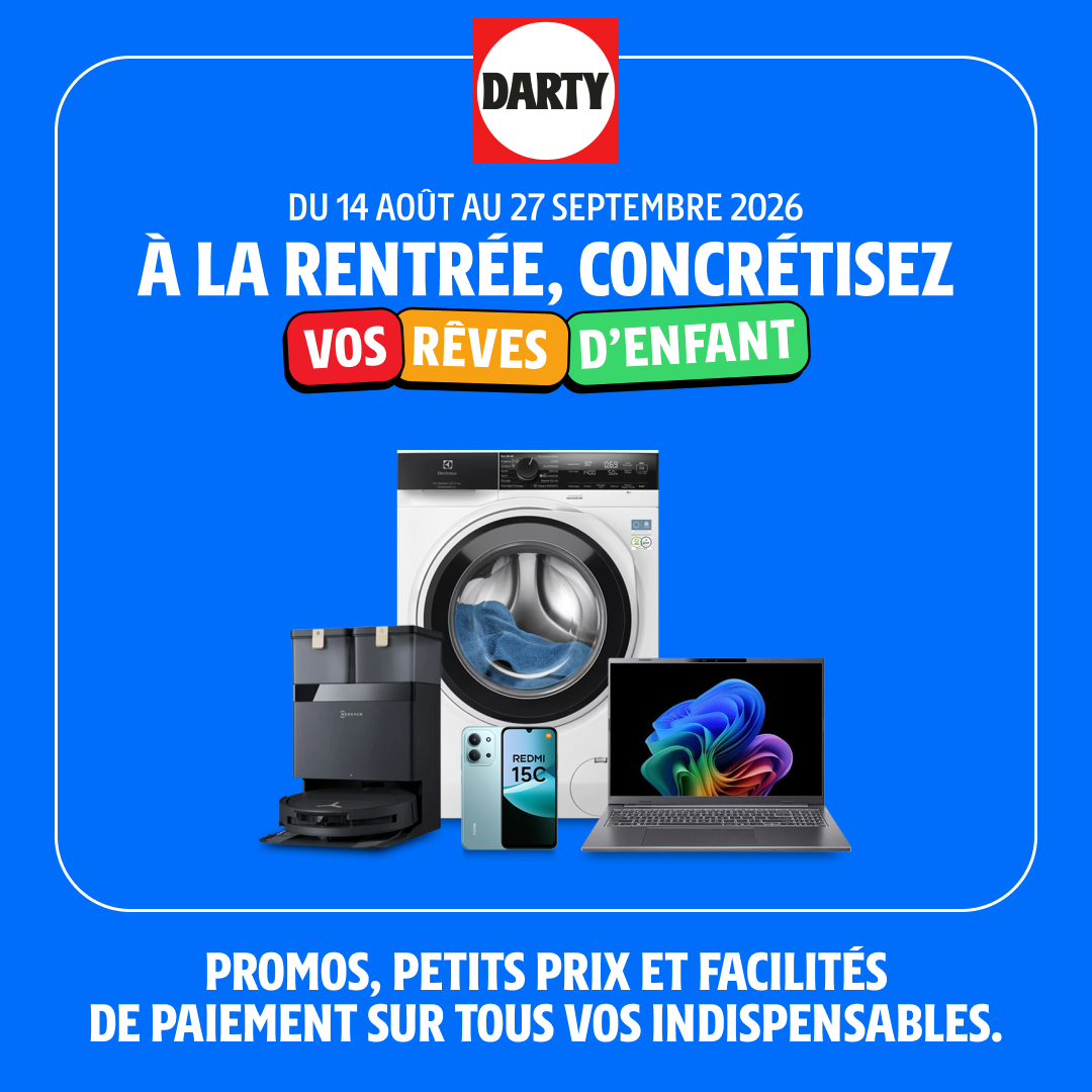 Darty Facebook ad: À la rentrée, concrétisez vos rêves d’enfant avec…