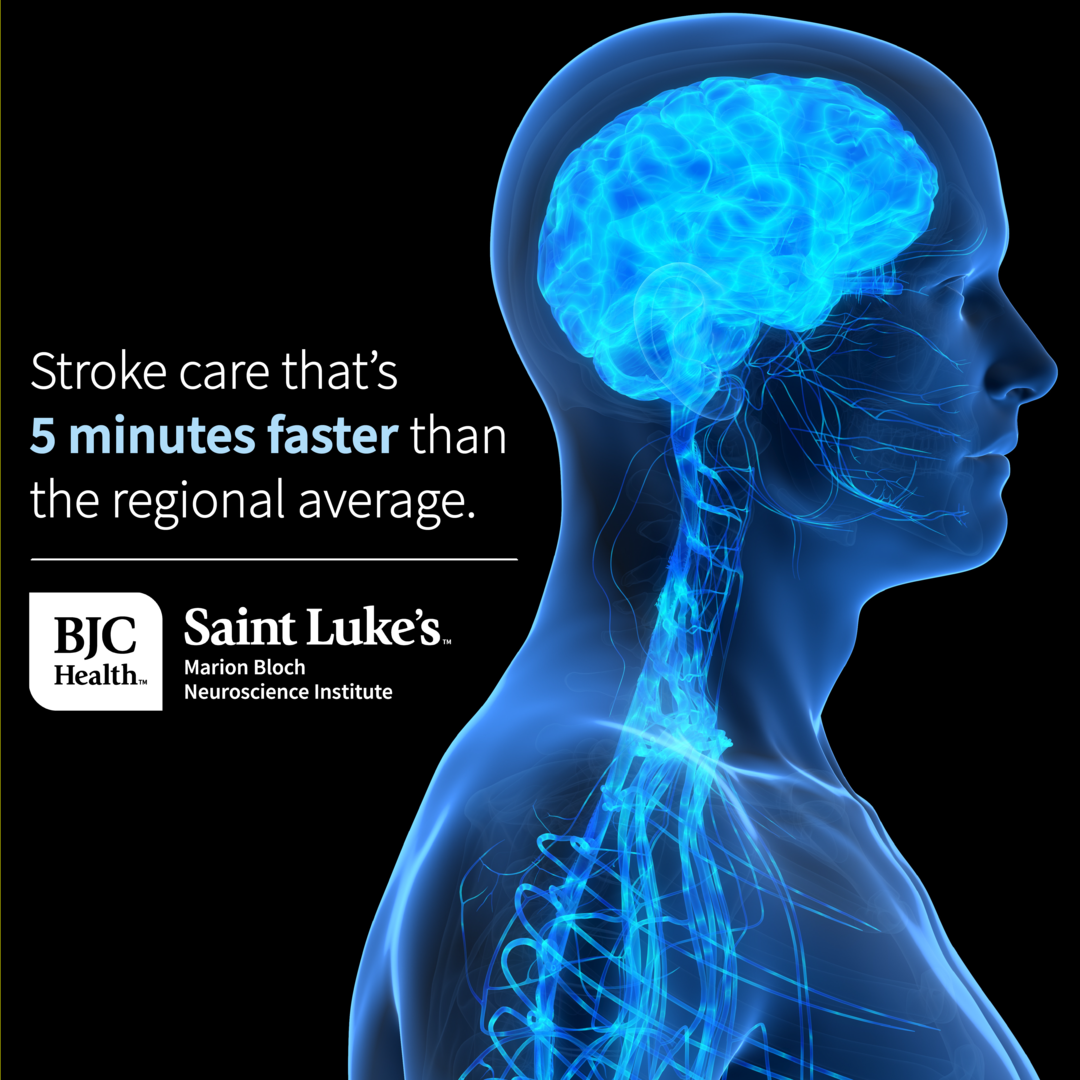 Saint Luke's Health System Facebook ad: Nationally accredited stroke care, 5 minutes faster than…