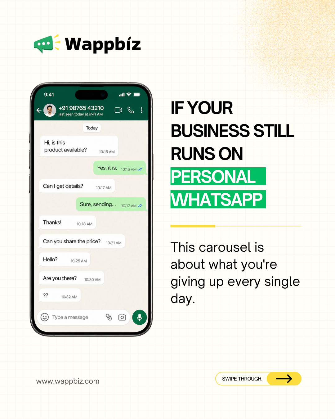 Wappbiz Facebook ad: If your business still runs on personal WhatsApp…