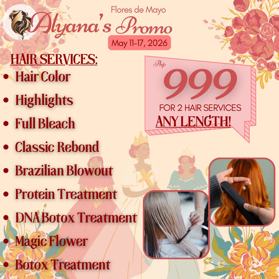 Alyana’s Spa, Hair and Beauty Clinic Angeles Branch Facebook ad: Flores de Mayo PROMO ALERT!