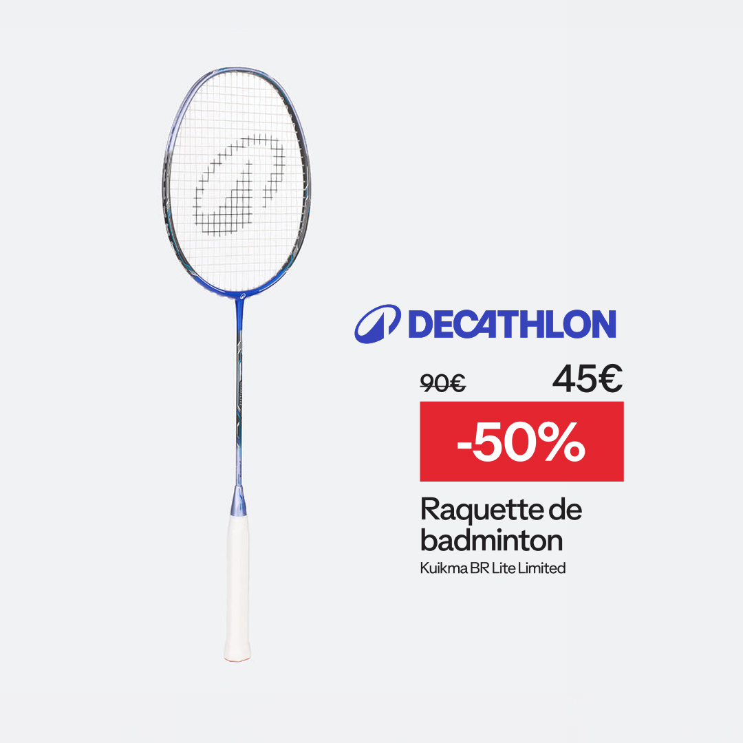 Decathlon - Badminton Facebook ad: Jusqu'à -50% sur le Badminton chez Decathlon