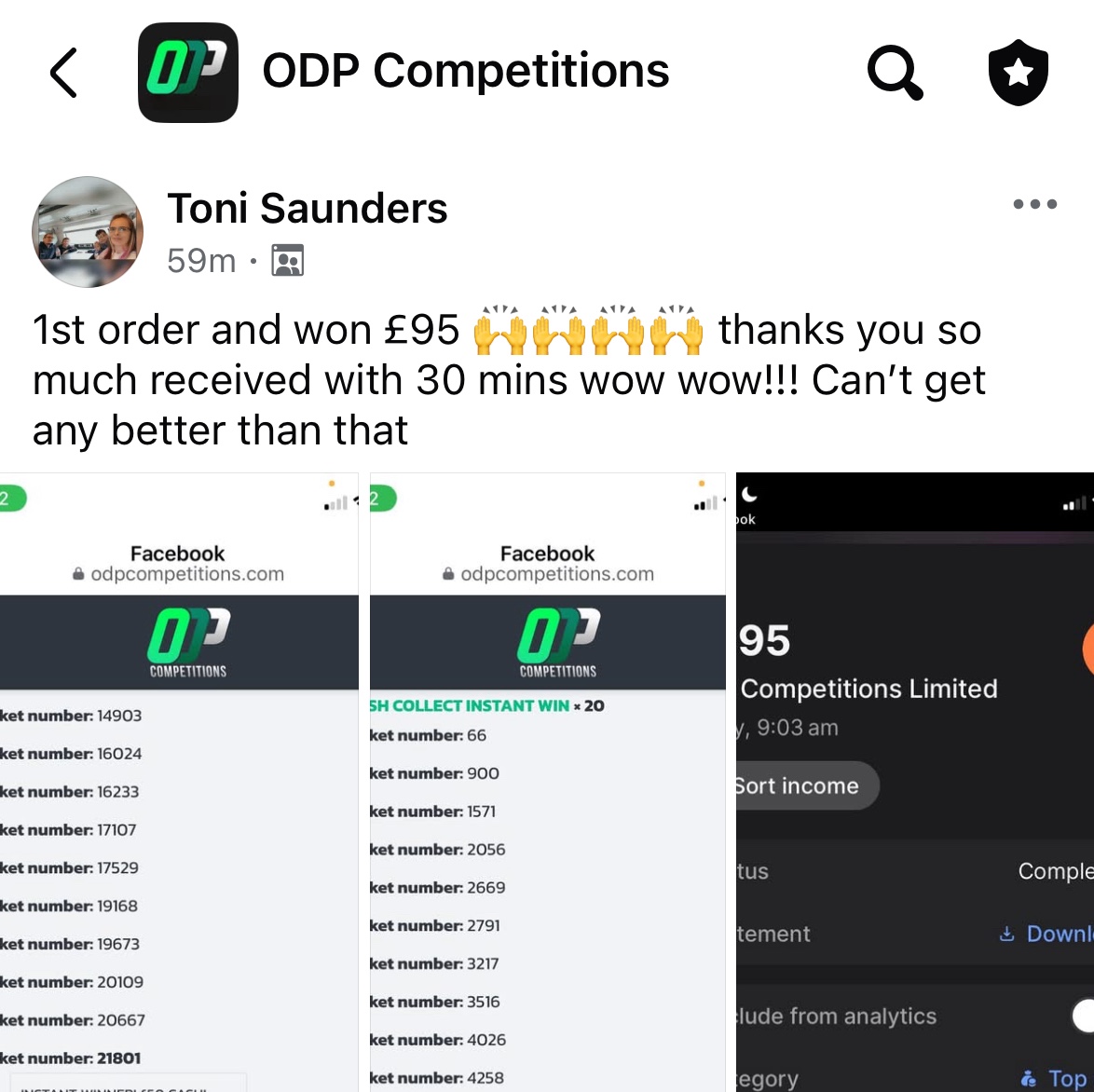 ODP Competitions Facebook ad