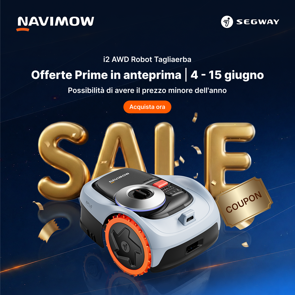 Segway Navimow Facebook ad: 4-15 Giugno | Offerte Prime in anteprima