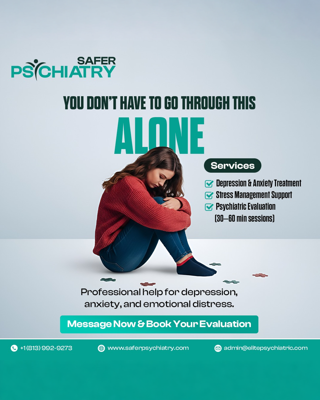 Safer Psychiatry Facebook ad: You don't have to face your struggles alone.