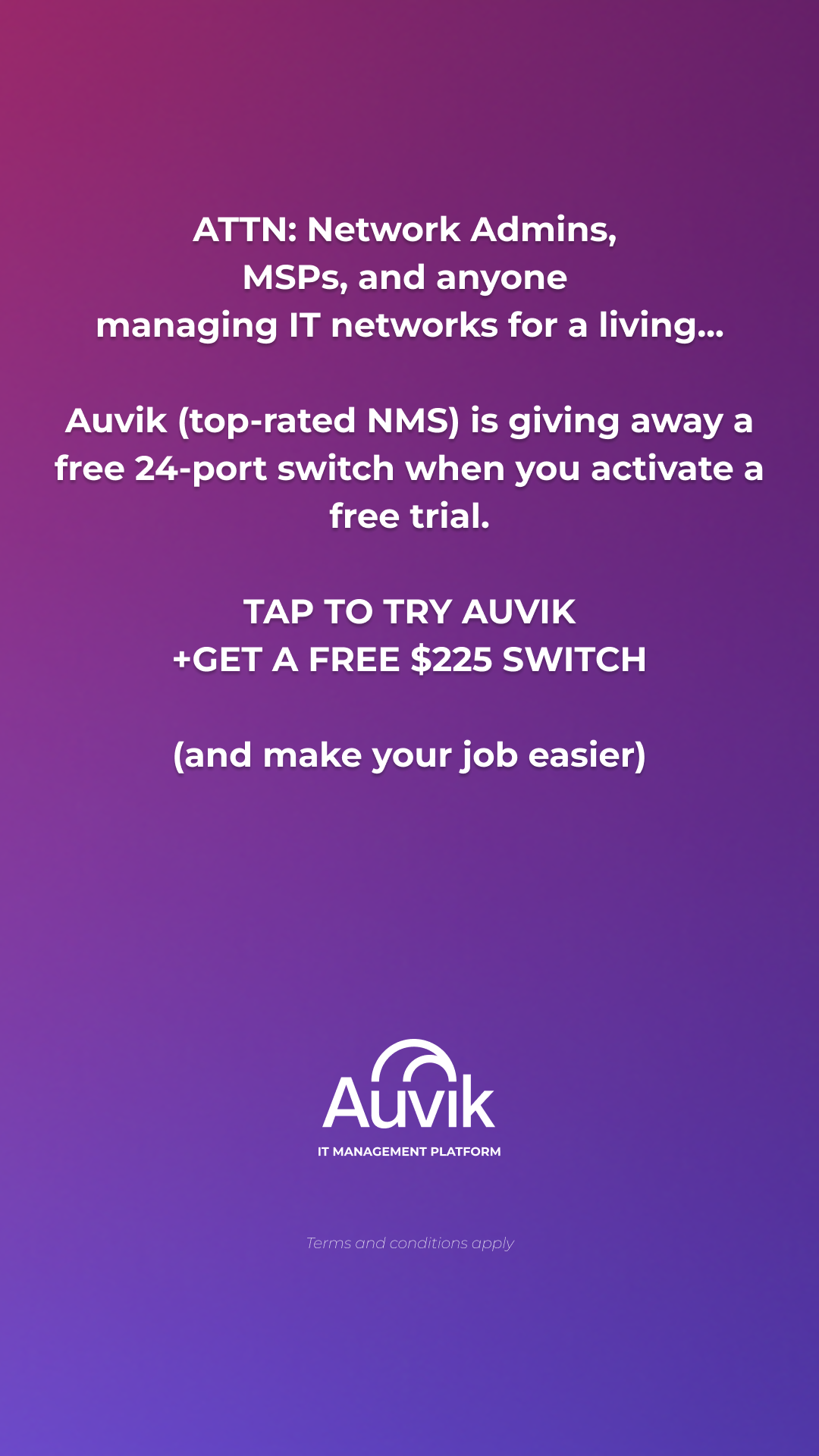 Auvik Networks Inc. Facebook ad