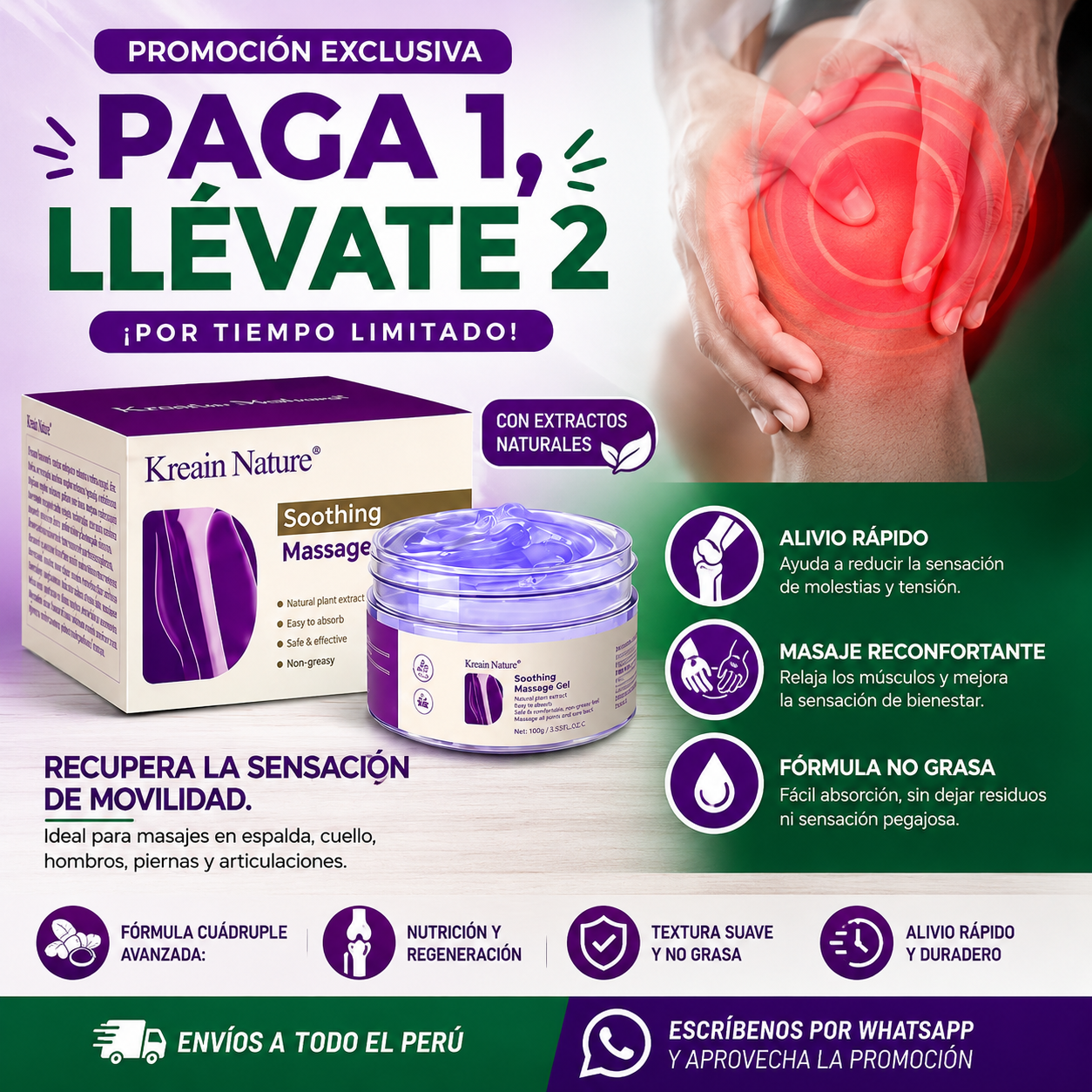 Compra Fácil Perú Facebook ad: ¡PAGA 1 Y LLÉVATE 2!