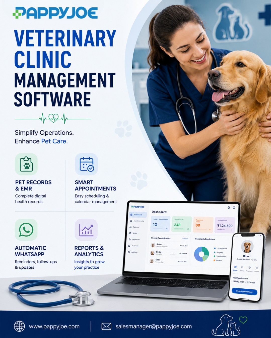 PappyJoe Facebook ad: Run Your Veterinary Clinic Smarter with Pappyjoe.