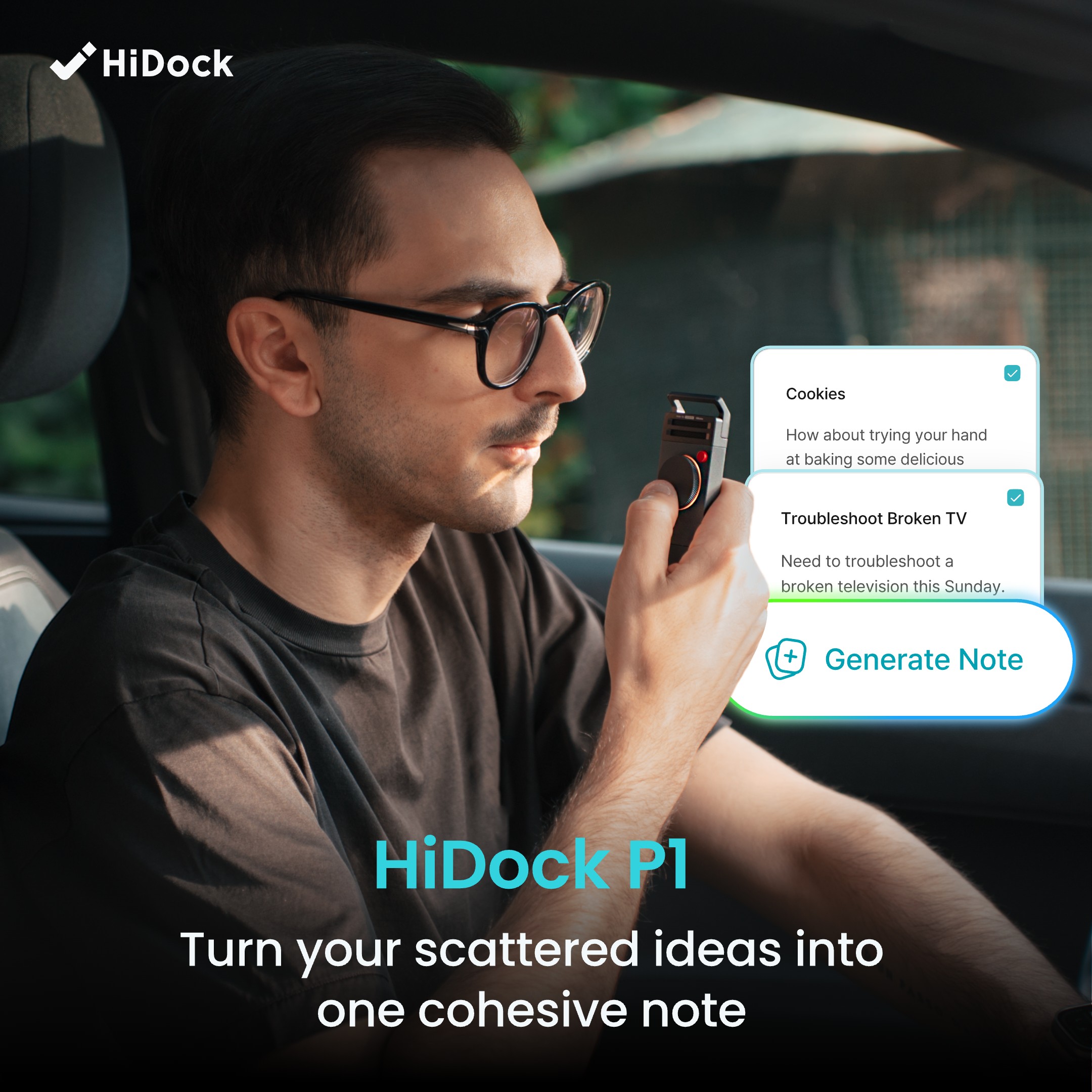 HiDock Facebook ad: Capture Ideas Anywhere
