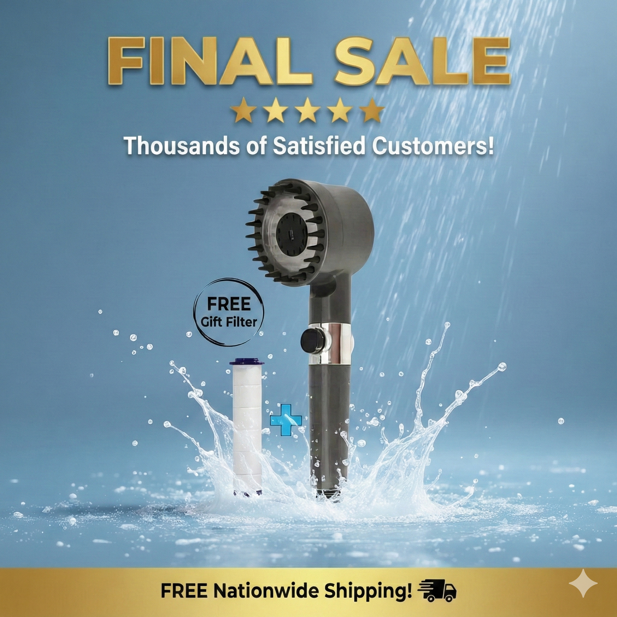 Vedya Home Facebook ad: Click here to order your high-pressure filtered shower head