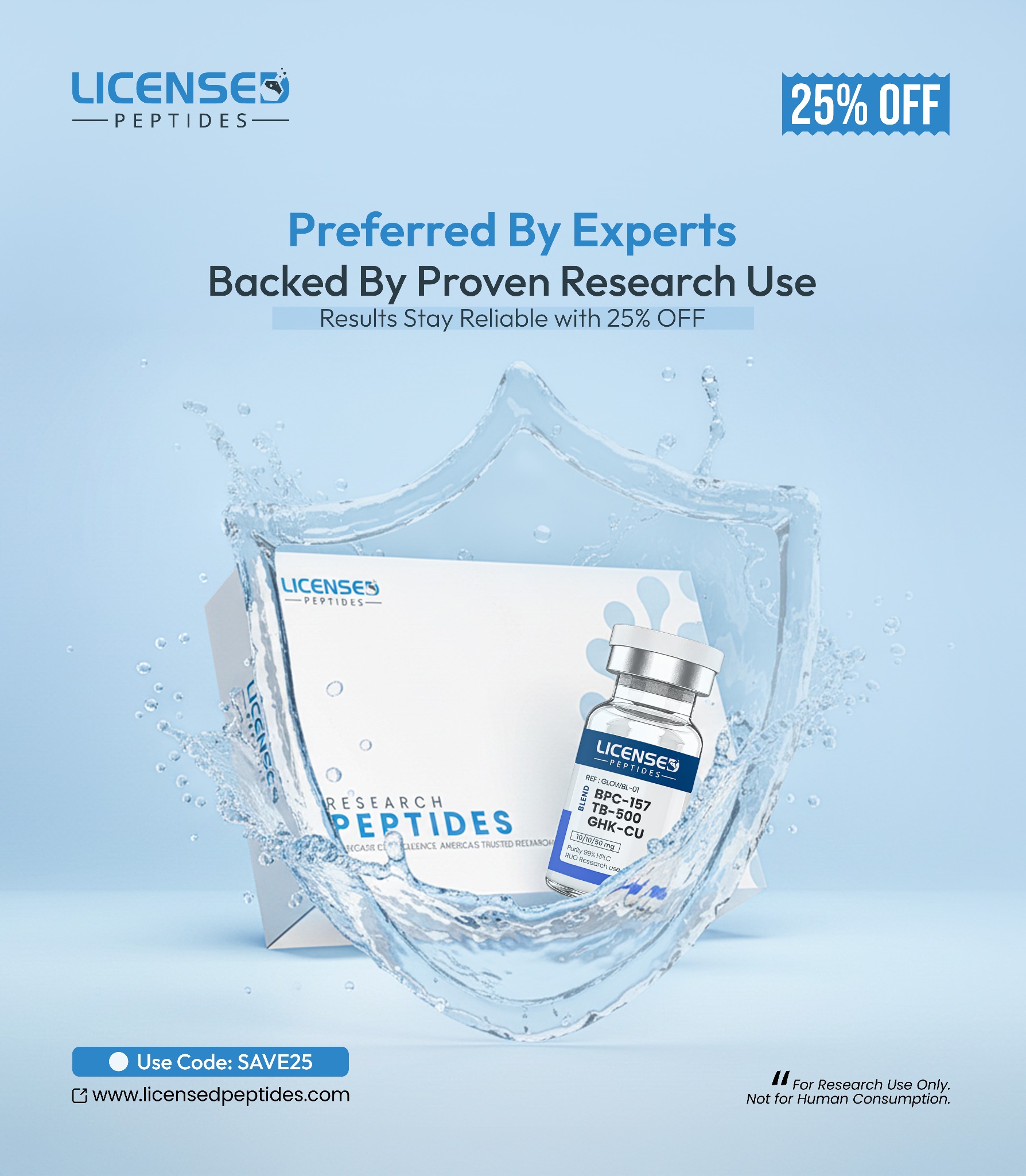 Licensed Peptides Research Facebook ad: 25% OFF Sale Ends Soon