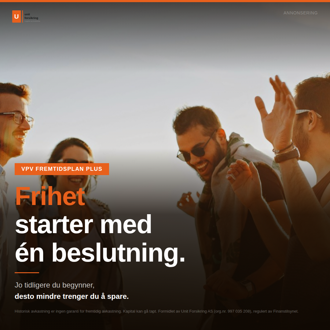 Unit Forsikring As Facebook ad: Frihet starter med én beslutning.