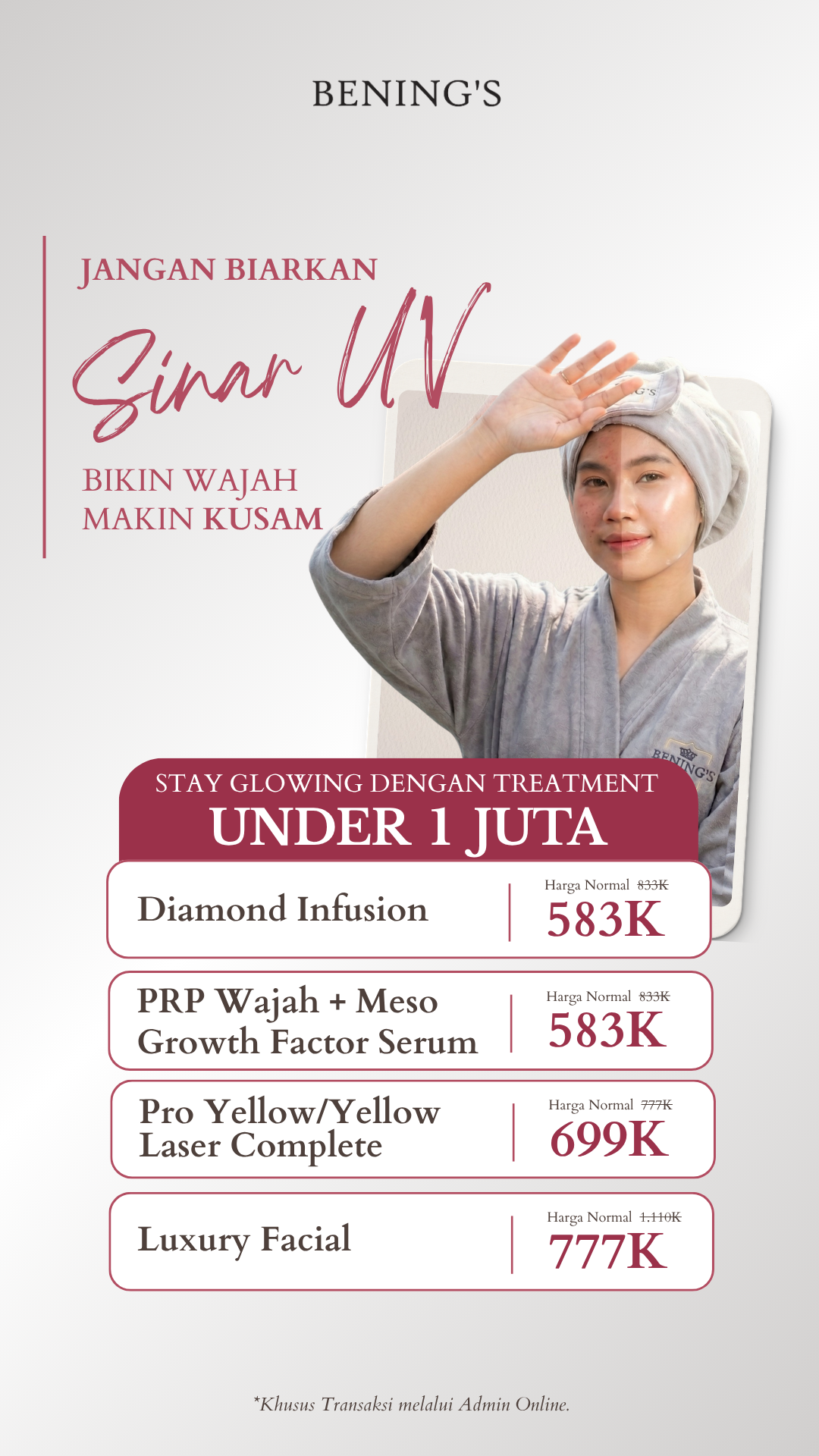 Benings Clinic Cilegon Facebook ad from May 15, 2026