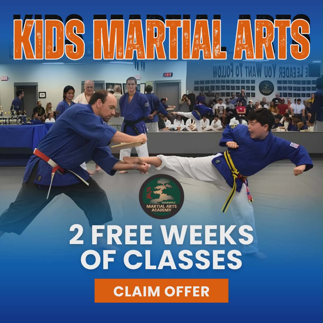 Crabapple Martial Arts Academy Facebook ad: Alpharetta Kids Karate - 25 Free Voucher Giveaway