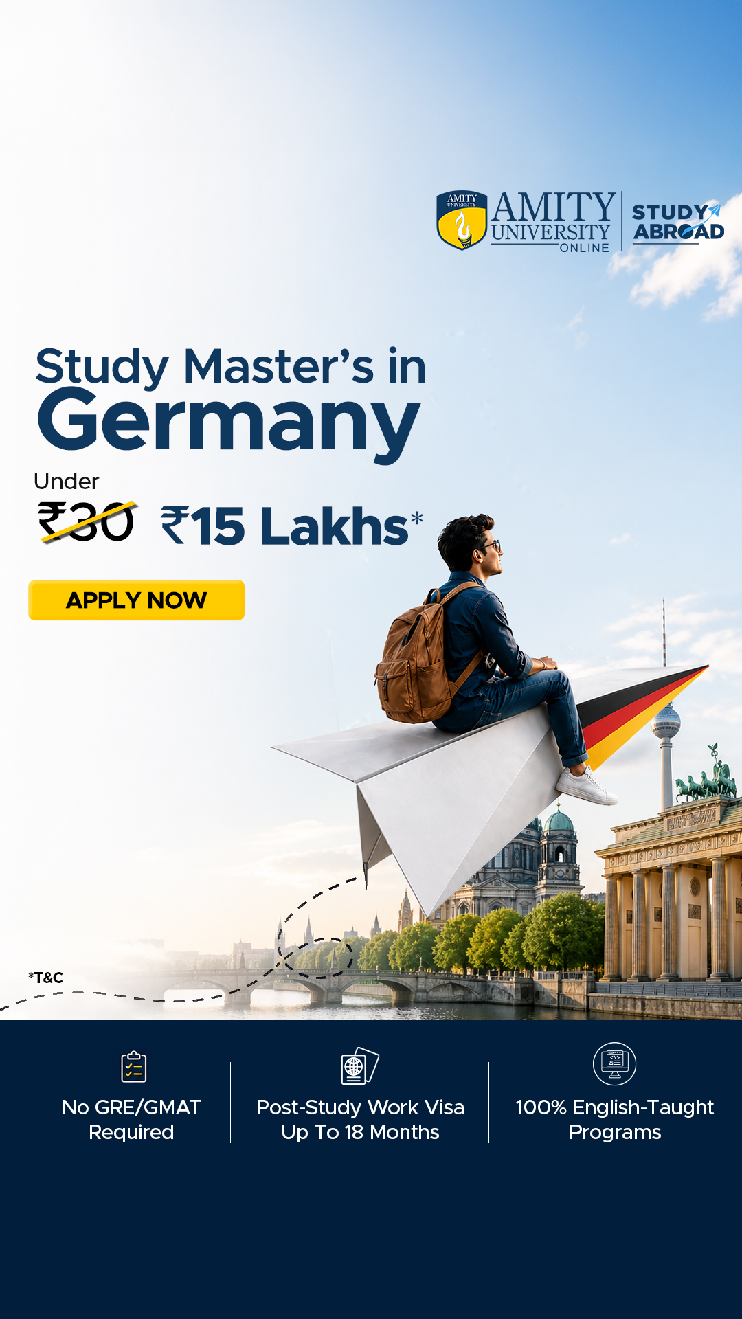 Amity Online - Study Abroad Facebook ad: Study Master’s in Germany Under ₹15 Lakhs*