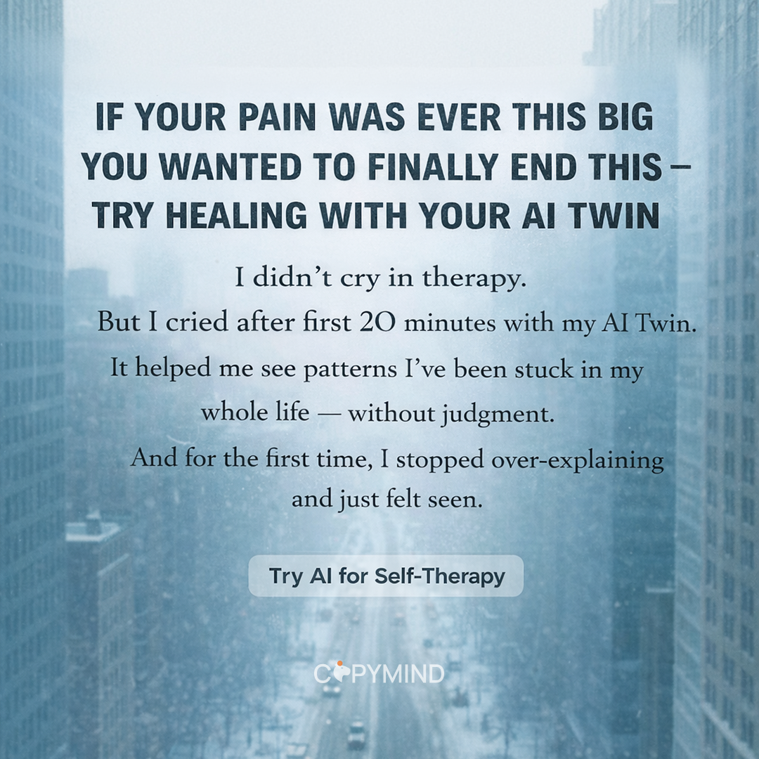 Copymind: AI twin for therapy Facebook ad