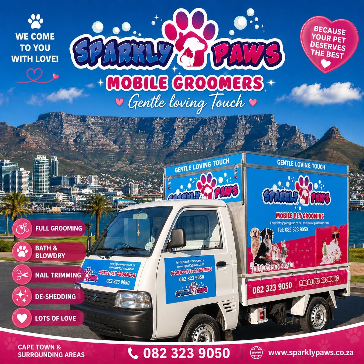 Sparkly Paws Mobile Grooming Service Facebook ad: Sparkly Paws Mobile Groomers