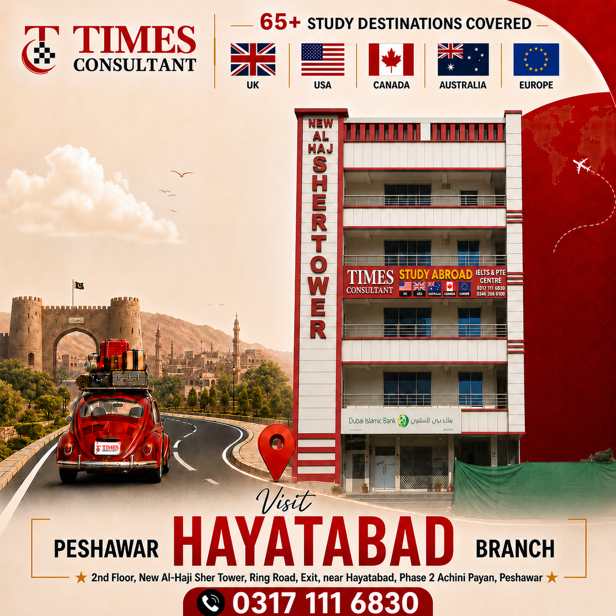 TIMES CONSULTANT Facebook ad: Pakistan's #1 Study Abroad Experts, Hayatabad Branch
