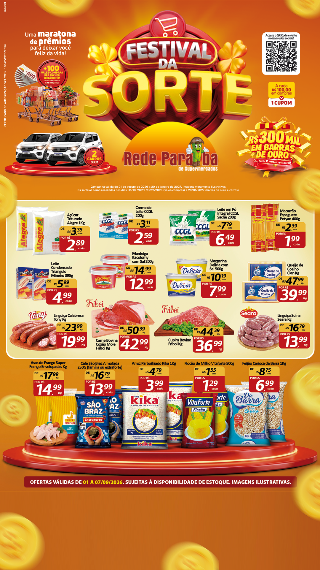 Rede Paraíba Supermercados Facebook ad: Ofertas válidas de 01 a 07/09/2026.