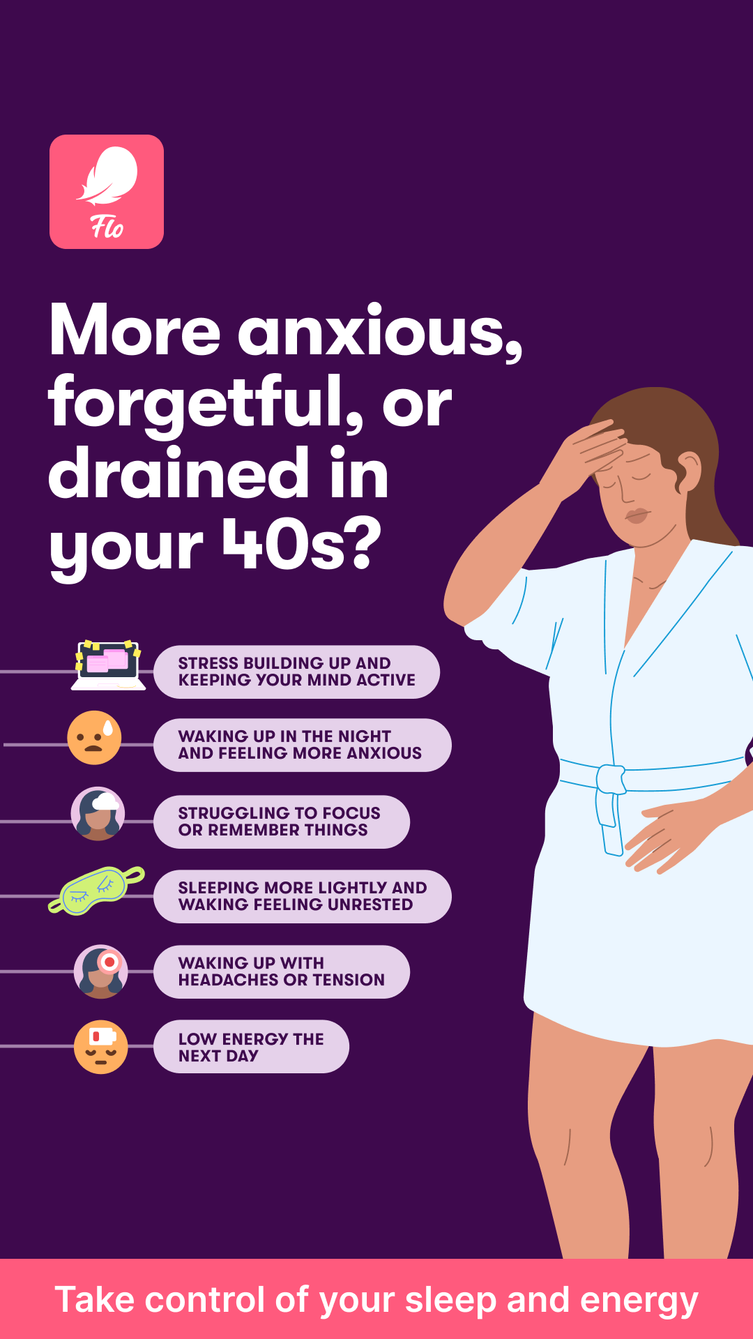 Flo Health App Facebook ad: Try Flo and never look back