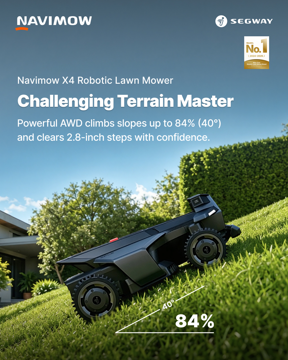 Segway Navimow Facebook ad: Master Tough Lawns with Navimow X4
