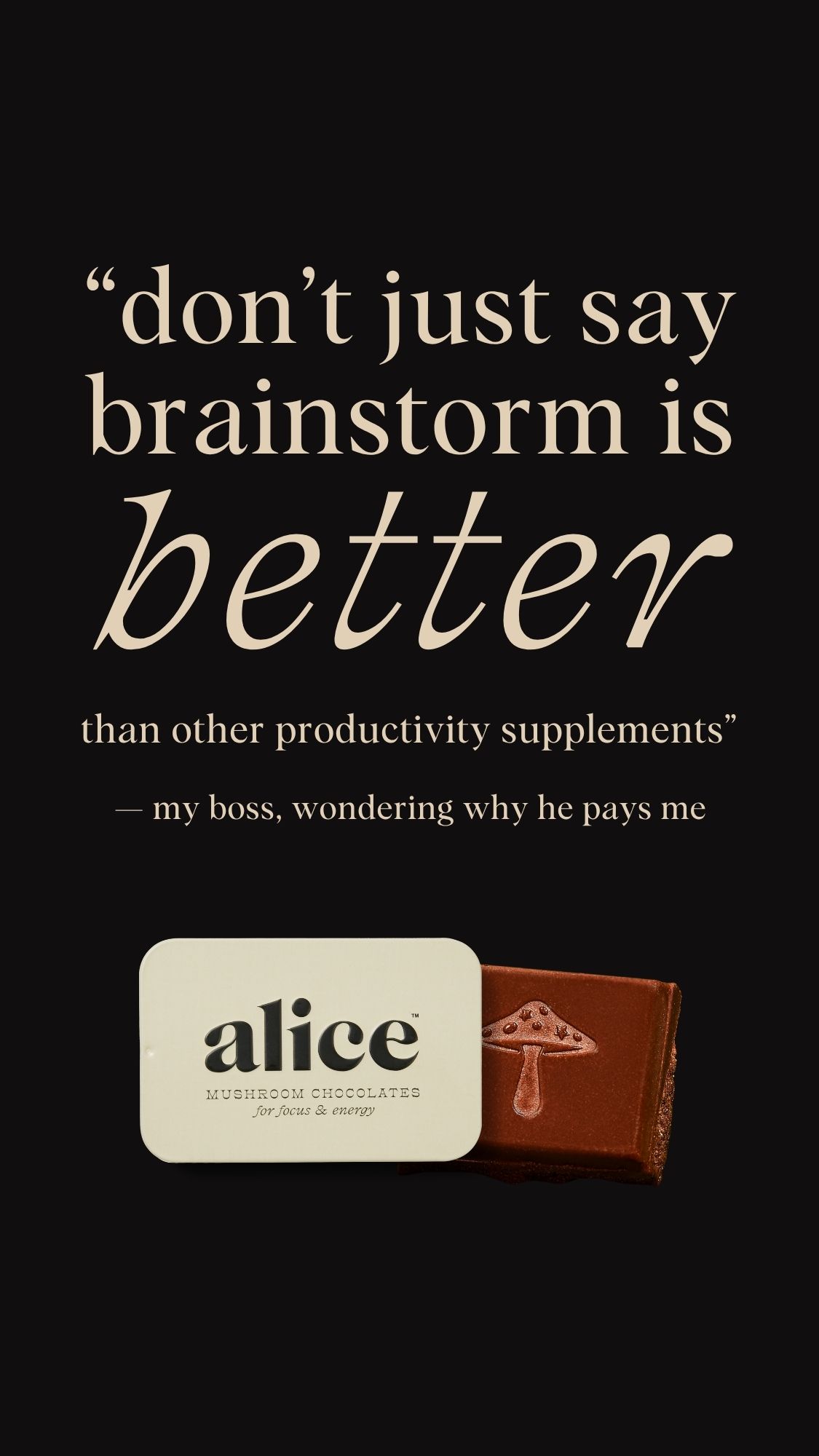Alice Mushrooms Facebook ad